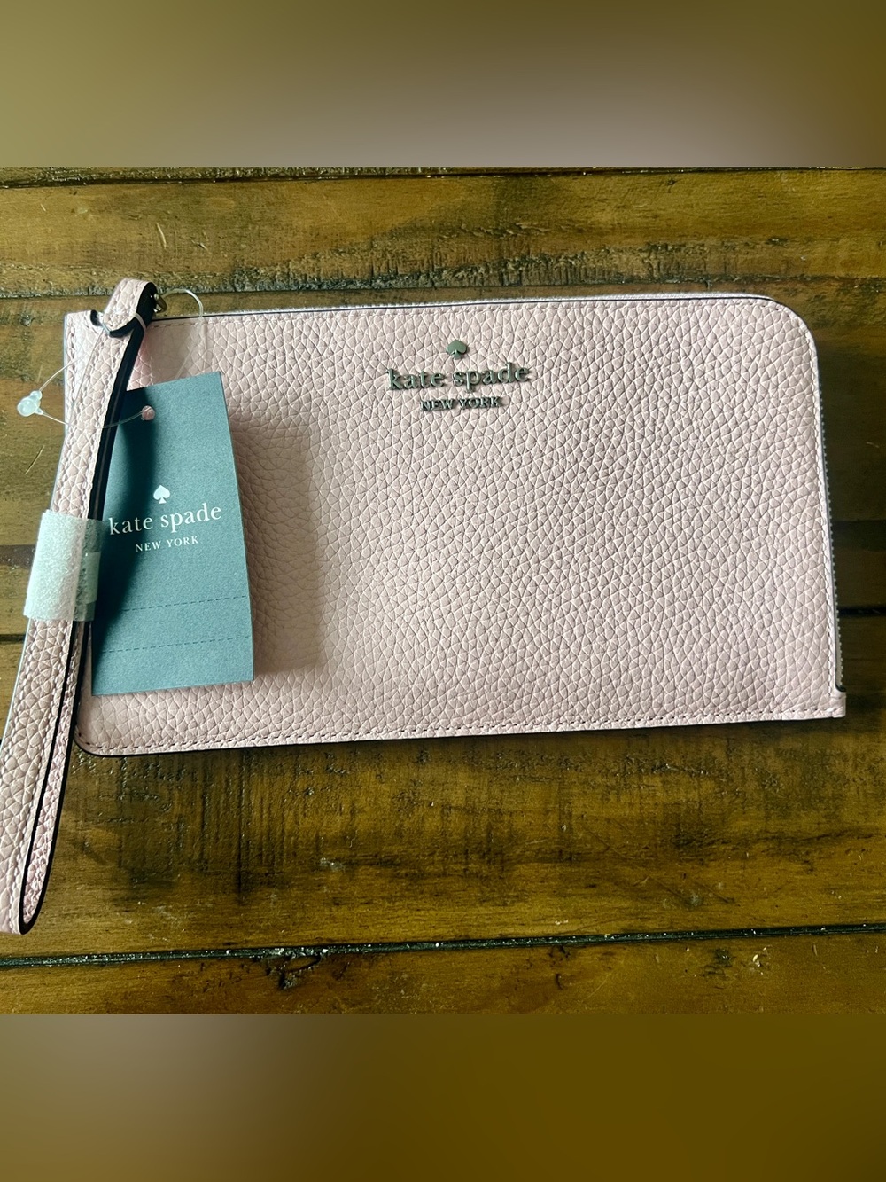 Brand New, Kate Spade Pebbled Leather Wristlet in Pale “Tutu Pink”